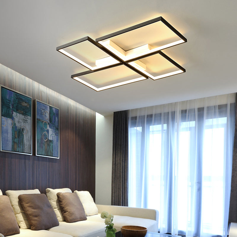 Black Pinwheel-Like Ceiling Lamp Minimalistic Metal LED Flush Mount Light Fixture for Living Room Clearhalo 'Ceiling Lights' 'Close To Ceiling Lights' 'Close to ceiling' Lighting' 2422880