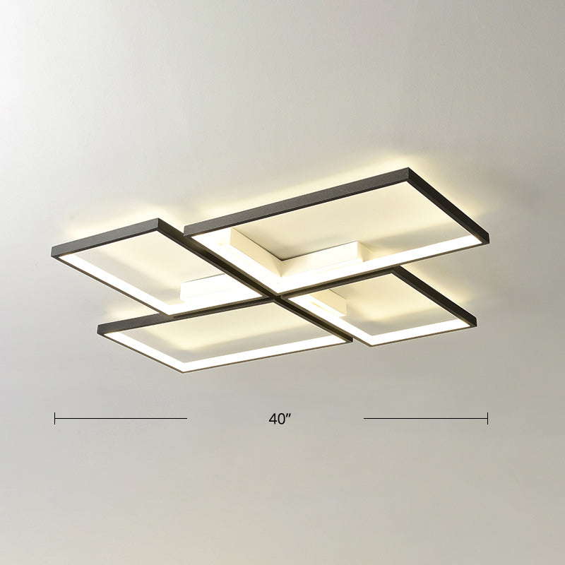 Black Pinwheel-Like Ceiling Lamp Minimalistic Metal LED Flush Mount Light Fixture for Living Room Black 40" Natural Clearhalo 'Ceiling Lights' 'Close To Ceiling Lights' 'Close to ceiling' Lighting' 2422882