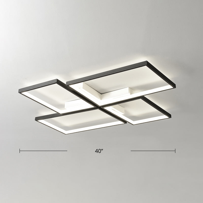 Black Pinwheel-Like Ceiling Lamp Minimalistic Metal LED Flush Mount Light Fixture for Living Room Black 40" White Clearhalo 'Ceiling Lights' 'Close To Ceiling Lights' 'Close to ceiling' Lighting' 2422883