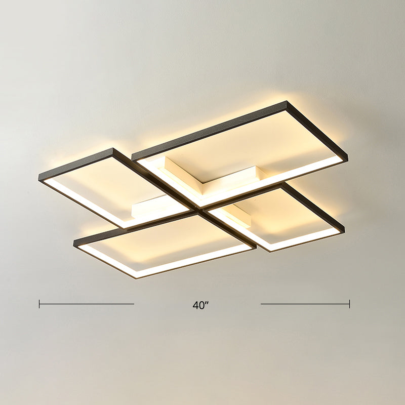 Black Pinwheel-Like Ceiling Lamp Minimalistic Metal LED Flush Mount Light Fixture for Living Room Black 40" Warm Clearhalo 'Ceiling Lights' 'Close To Ceiling Lights' 'Close to ceiling' Lighting' 2422884