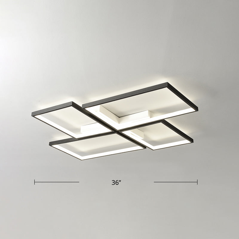 Black Pinwheel-Like Ceiling Lamp Minimalistic Metal LED Flush Mount Light Fixture for Living Room Black 36" White Clearhalo 'Ceiling Lights' 'Close To Ceiling Lights' 'Close to ceiling' Lighting' 2422885