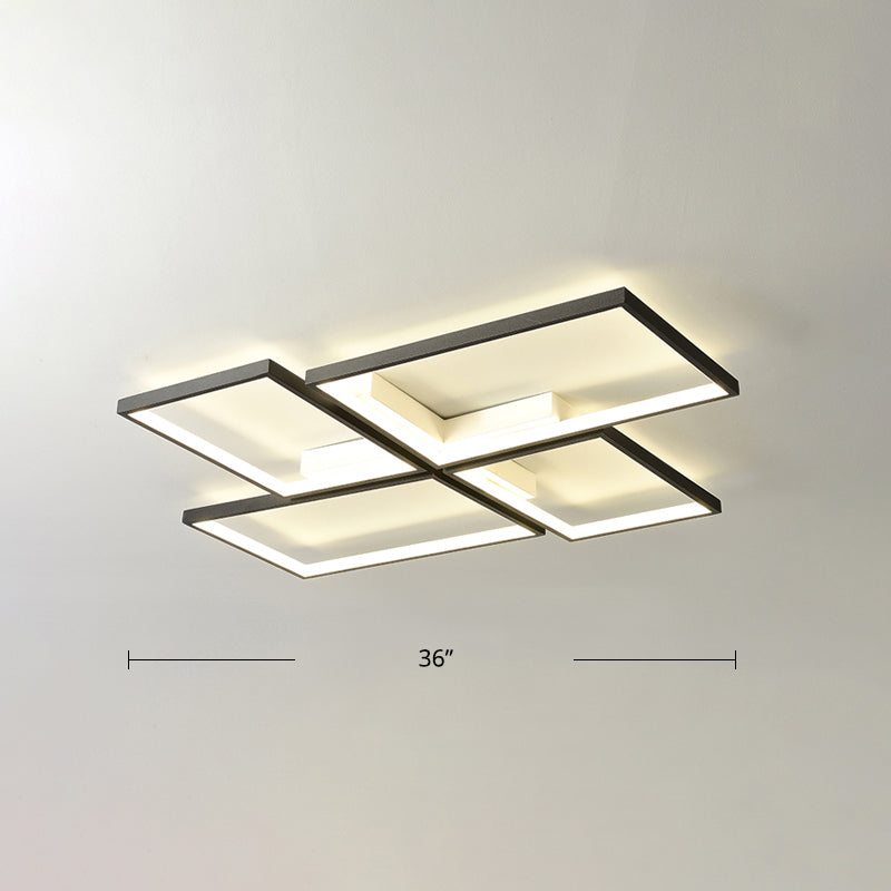 Black Pinwheel-Like Ceiling Lamp Minimalistic Metal LED Flush Mount Light Fixture for Living Room Black 36" Natural Clearhalo 'Ceiling Lights' 'Close To Ceiling Lights' 'Close to ceiling' Lighting' 2422887