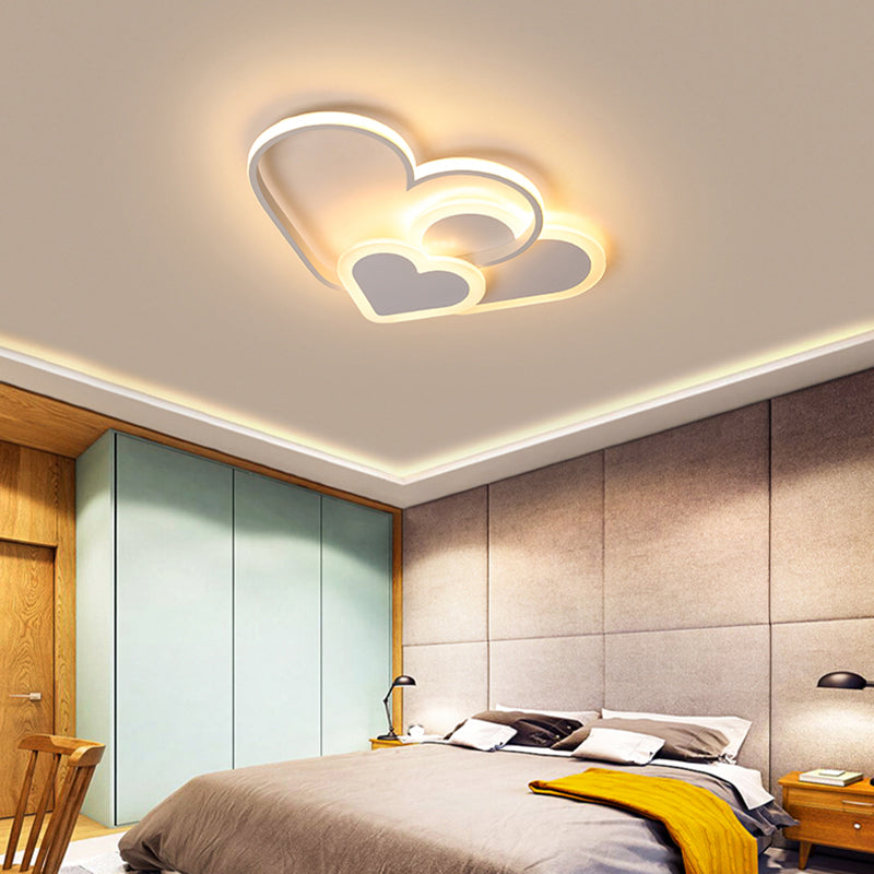 Loving Heart Ceiling Flush Mount Contemporary Acrylic Bedroom LED Flush Light Fixture Clearhalo 'Ceiling Lights' 'Close To Ceiling Lights' 'Close to ceiling' 'Flush mount' Lighting' 2422912