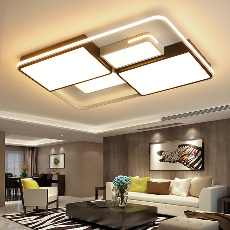 Quadrilateral Living Room Ceiling Light Acrylic Contemporary LED Flush Mount in Black-White Clearhalo 'Ceiling Lights' 'Close To Ceiling Lights' 'Close to ceiling' 'Flush mount' Lighting' 2422926