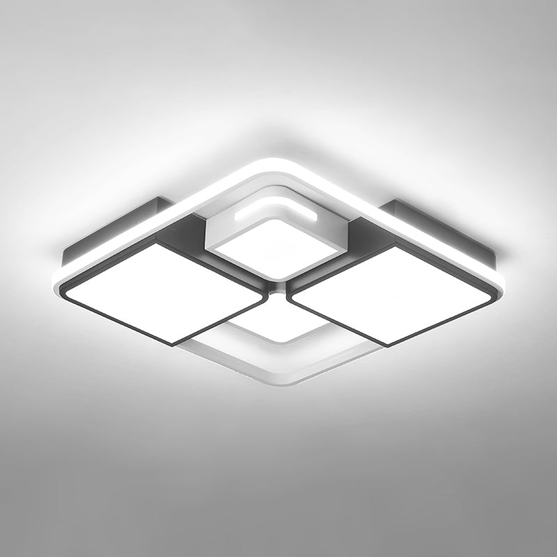 Quadrilateral Living Room Ceiling Light Acrylic Contemporary LED Flush Mount in Black-White White 16" White Clearhalo 'Ceiling Lights' 'Close To Ceiling Lights' 'Close to ceiling' 'Flush mount' Lighting' 2422928