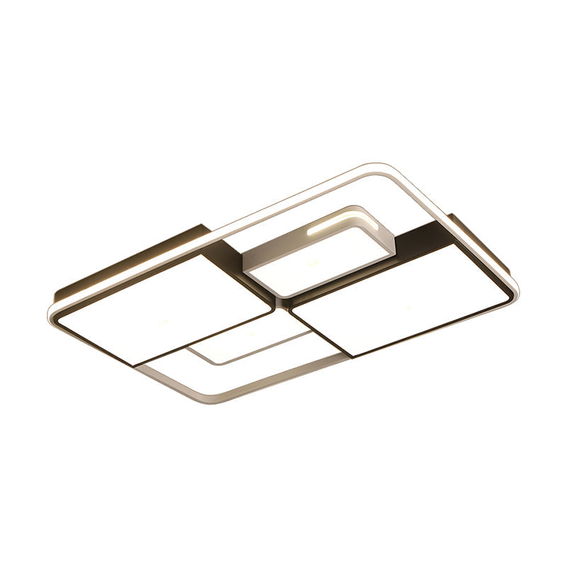 Quadrilateral Living Room Ceiling Light Acrylic Contemporary LED Flush Mount in Black-White Clearhalo 'Ceiling Lights' 'Close To Ceiling Lights' 'Close to ceiling' 'Flush mount' Lighting' 2422930