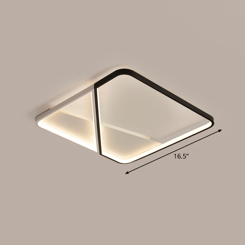 Metal Square LED Flush Mount Fixture Simple Style Black-White Ceiling Lamp for Bedroom Black-White 16.5" Clearhalo 'Ceiling Lights' 'Close To Ceiling Lights' 'Close to ceiling' 'Flush mount' Lighting' 2422973
