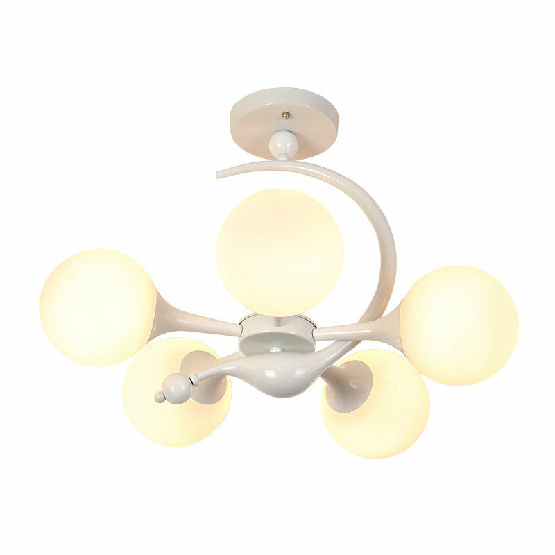 Spherical Semi Flush Mount Fixture Modern Milk Glass Dining Room Ceiling Mounted Light Clearhalo 'Ceiling Lights' 'Close To Ceiling Lights' 'Close to ceiling' 'Semi-flushmount' Lighting' 2422993