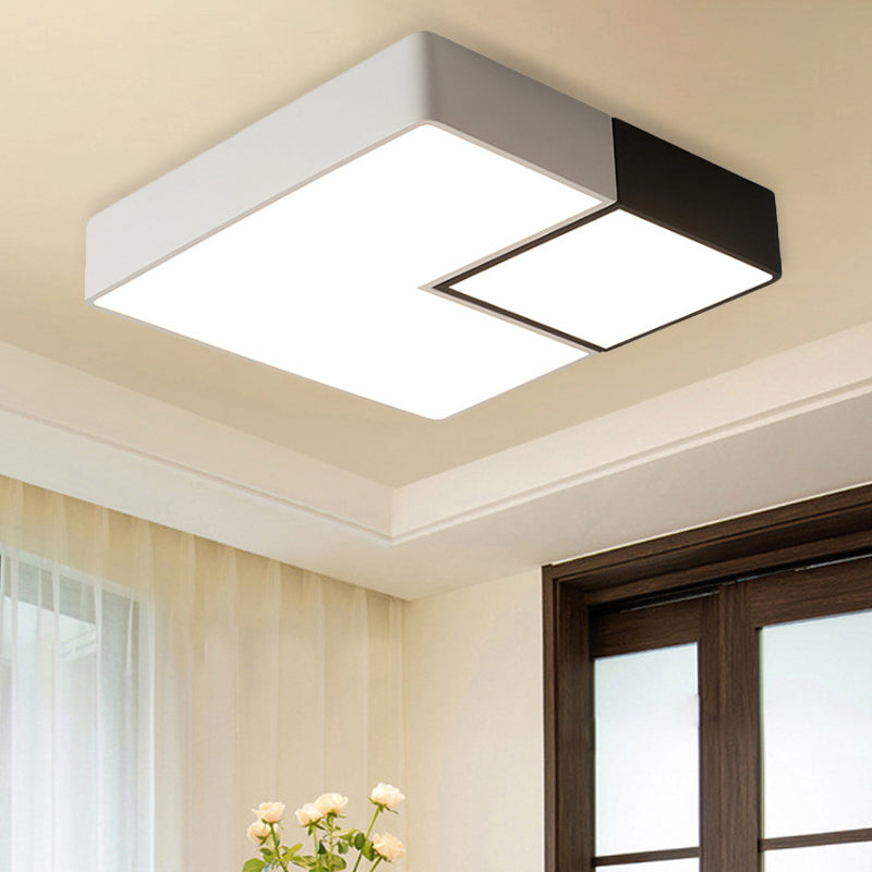 Metal Square Flush Mount Lighting Simple LED White Ceiling Light Fixture for Living Room in Warm/White, 11"/15���/19" Wide White White Clearhalo 'Ceiling Lights' 'Close To Ceiling Lights' 'Close to ceiling' 'Flush mount' Lighting' 242300