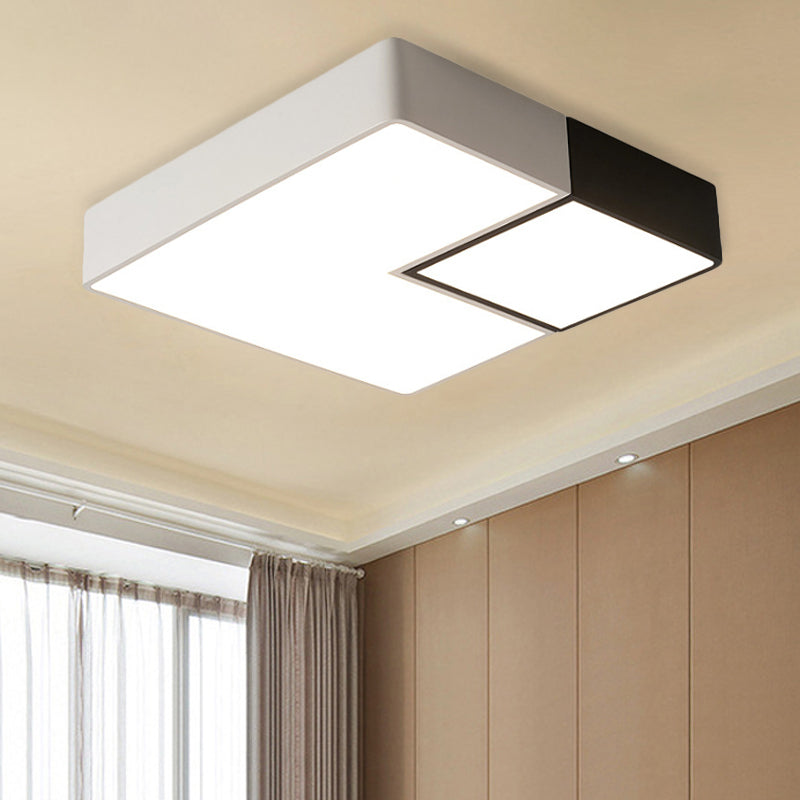 Metal Square Flush Mount Lighting Simple LED White Ceiling Light Fixture for Living Room in Warm/White, 11"/15���/19" Wide Clearhalo 'Ceiling Lights' 'Close To Ceiling Lights' 'Close to ceiling' 'Flush mount' Lighting' 242301