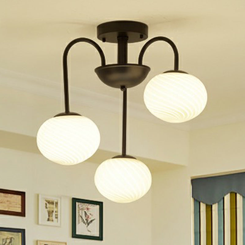 Elliptical Dining Room Flush Ceiling Light Opal Glass Nordic LED Semi Flush Mount Lamp Clearhalo 'Ceiling Lights' 'Close To Ceiling Lights' 'Close to ceiling' 'Semi-flushmount' Lighting' 2423016