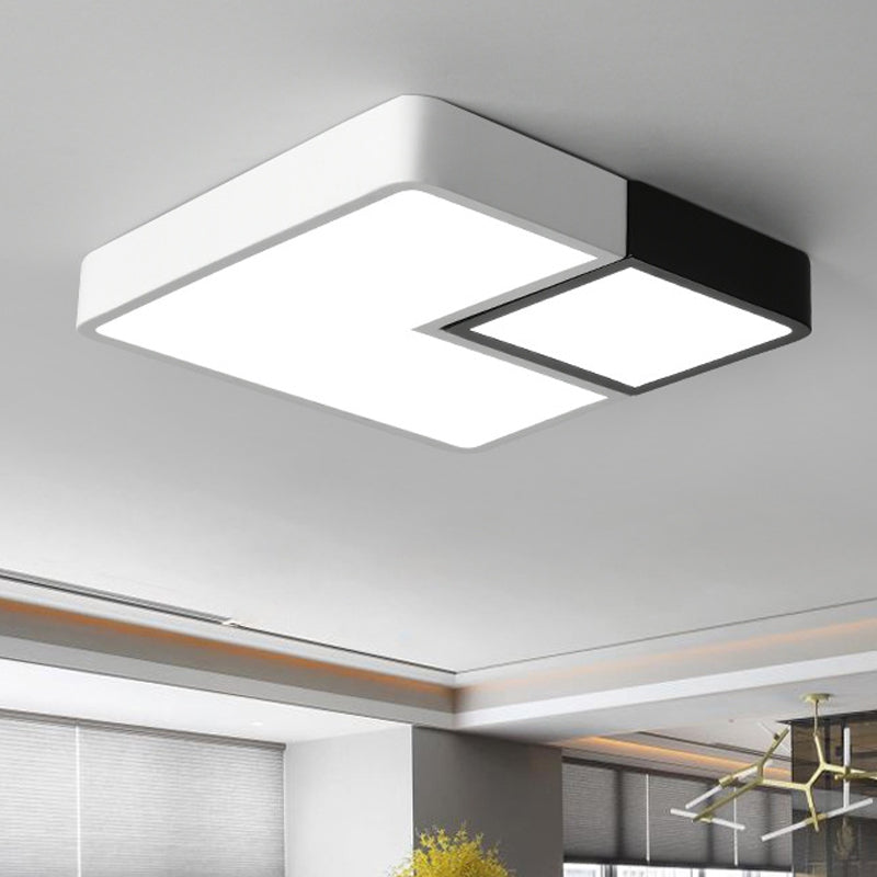 Metal Square Flush Mount Lighting Simple LED White Ceiling Light Fixture for Living Room in Warm/White, 11"/15���/19" Wide Clearhalo 'Ceiling Lights' 'Close To Ceiling Lights' 'Close to ceiling' 'Flush mount' Lighting' 242302