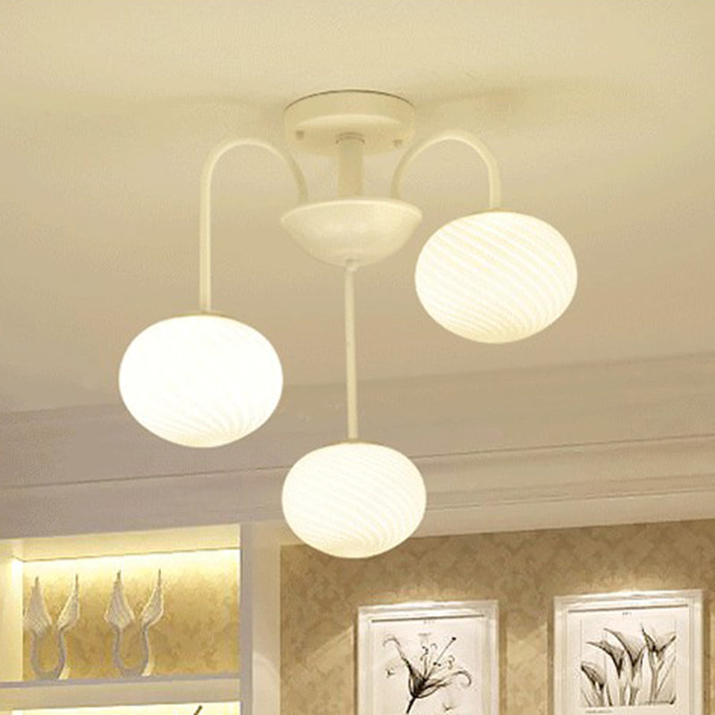 Elliptical Dining Room Flush Ceiling Light Opal Glass Nordic LED Semi Flush Mount Lamp Clearhalo 'Ceiling Lights' 'Close To Ceiling Lights' 'Close to ceiling' 'Semi-flushmount' Lighting' 2423021