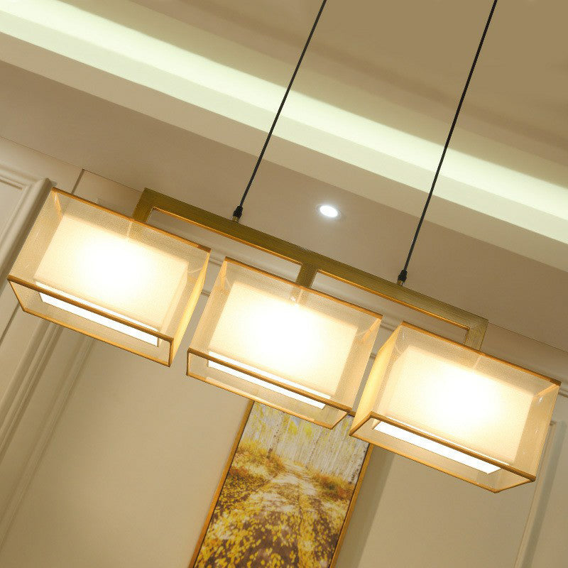 Dual-Rectangle Island Light Minimalist Fabric Restaurant Suspension Lighting Fixture Clearhalo 'Ceiling Lights' 'Island Lights' Lighting' 2423176
