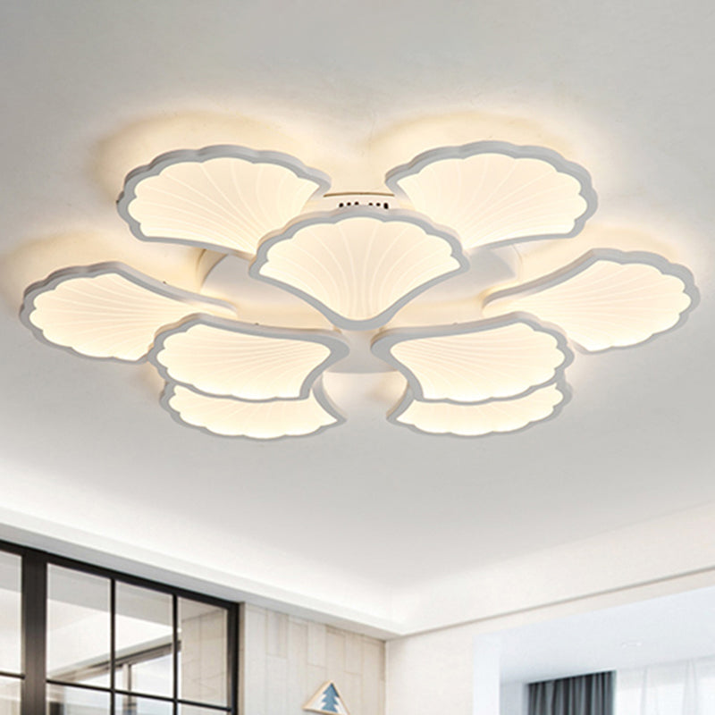 Acrylic Ginkgo Leaf Ceiling Lighting Modern White LED Flush Mount Light for Living Room 9 White Clearhalo 'Ceiling Lights' 'Close To Ceiling Lights' 'Close to ceiling' 'Flush mount' Lighting' 2423304