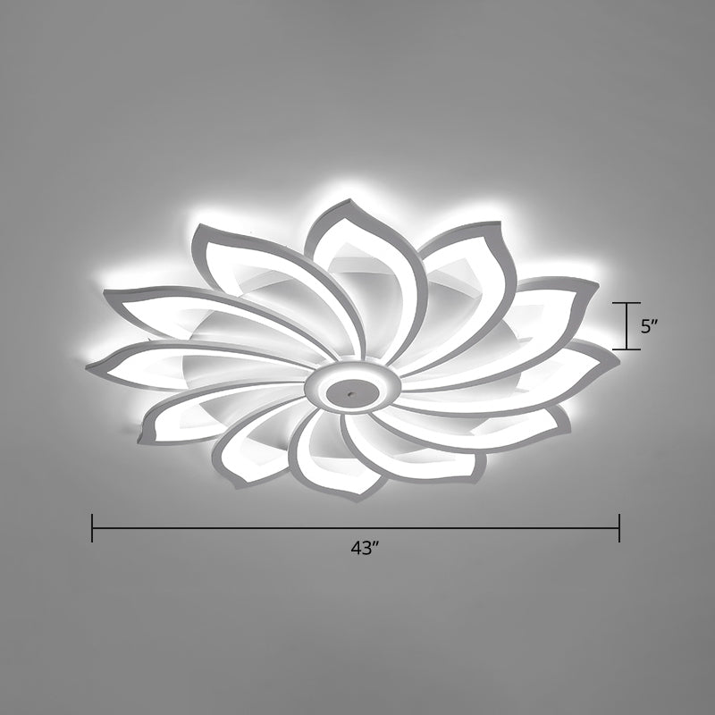 Simplicity Sunflower Ceiling Light Fixture Metal Living Room LED Flush Mount Fixture in White 12 White White Clearhalo 'Ceiling Lights' 'Close To Ceiling Lights' 'Close to ceiling' 'Flush mount' Lighting' 2423308