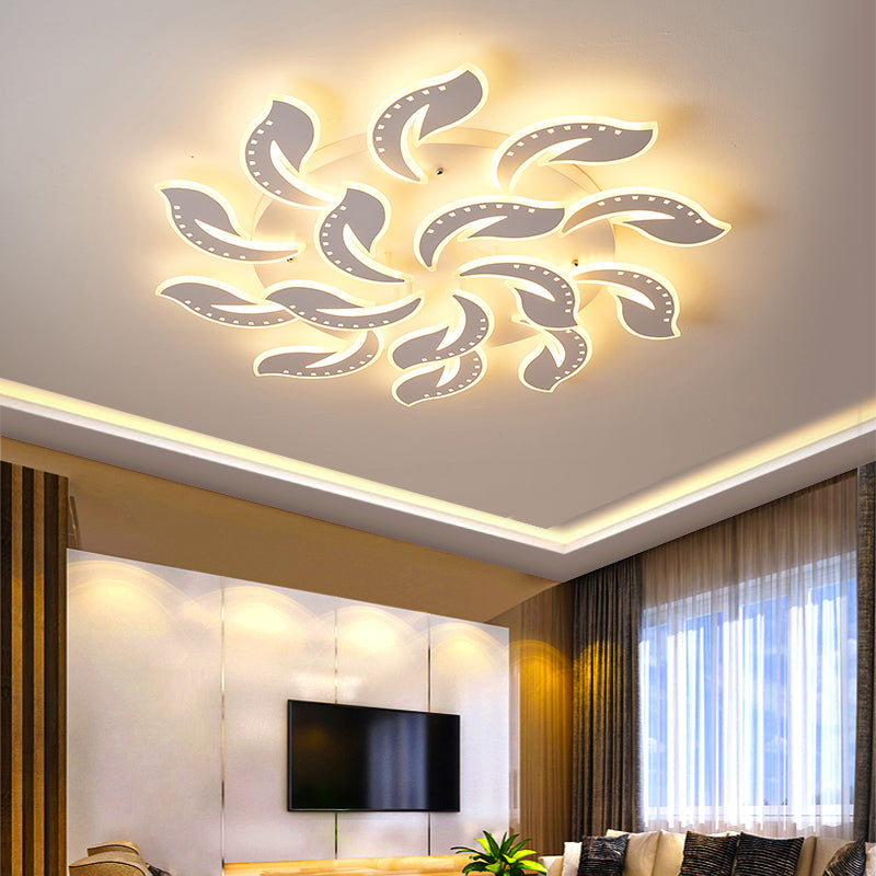 Leaf Shaped Flush Mount Light Fixture Modernism Acrylic White LED Ceiling Lamp for Living Room Clearhalo 'Ceiling Lights' 'Close To Ceiling Lights' 'Close to ceiling' 'Flush mount' Lighting' 2423350