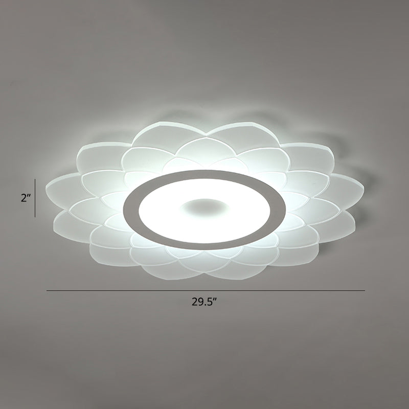 Acrylic Sunflower Flushmount Ceiling Lamp Simplicity White Flush Mount Led Light for Bedroom White 29.5" White Clearhalo 'Ceiling Lights' 'Close To Ceiling Lights' 'Close to ceiling' 'Flush mount' Lighting' 2423388
