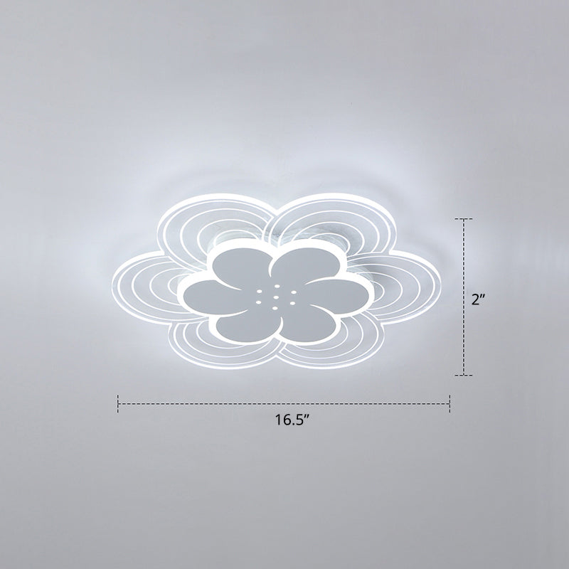 Flower Acrylic Led Flush Mount Simple Style White Ceiling Mount Light Fixture for Bedroom White 16.5" White Clearhalo 'Ceiling Lights' 'Close To Ceiling Lights' 'Close to ceiling' 'Flush mount' Lighting' 2423412
