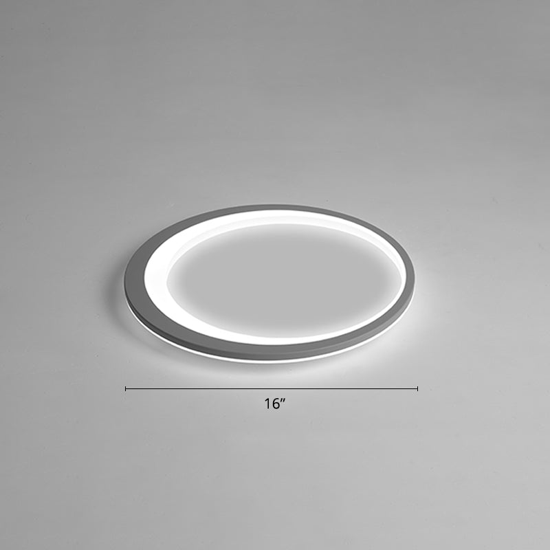 Nordic Ultrathin Flush Mount Led Light Acrylic Bedroom Ceiling Light Fixture in Grey-White Gray-White 16" White Clearhalo 'Ceiling Lights' 'Close To Ceiling Lights' 'Close to ceiling' 'Flush mount' Lighting' 2423543