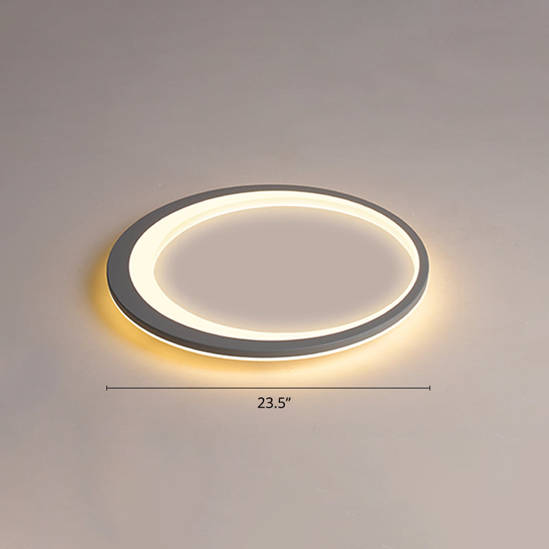 Nordic Ultrathin Flush Mount Led Light Acrylic Bedroom Ceiling Light Fixture in Grey-White Gray-White 23.5" Clearhalo 'Ceiling Lights' 'Close To Ceiling Lights' 'Close to ceiling' 'Flush mount' Lighting' 2423546