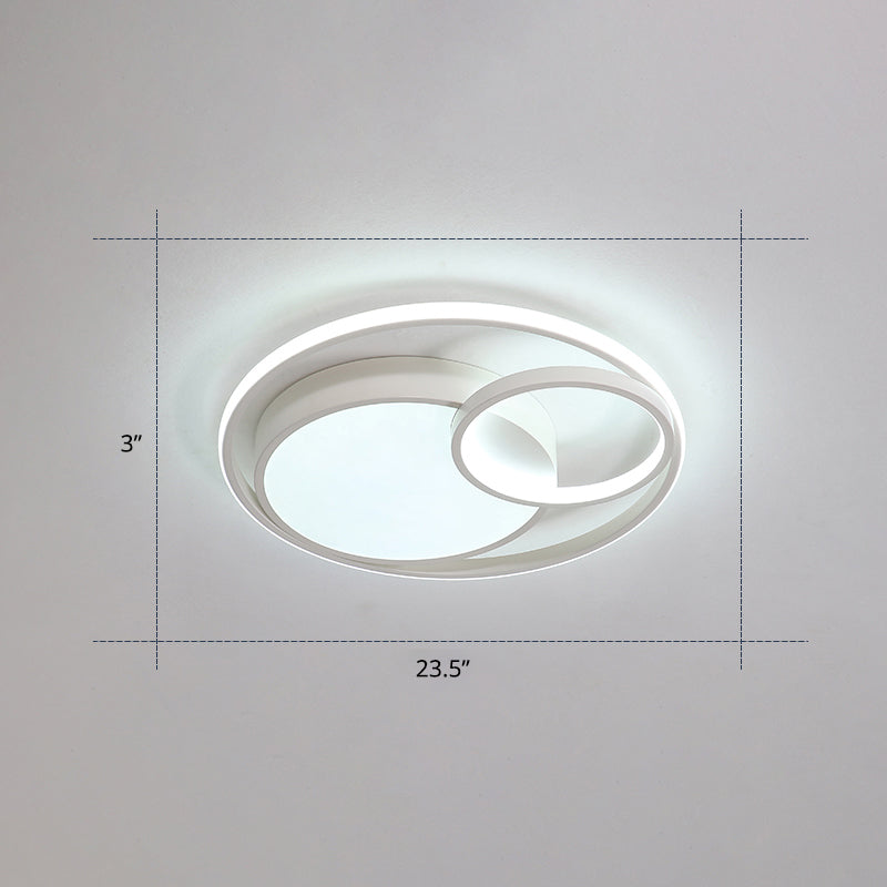 Circular Led Flush Mount Light Fixture Contemporary Acrylic Bedroom Ceiling Lamp White 23.5" Clearhalo 'Ceiling Lights' 'Close To Ceiling Lights' 'Close to ceiling' 'Flush mount' Lighting' 2423566