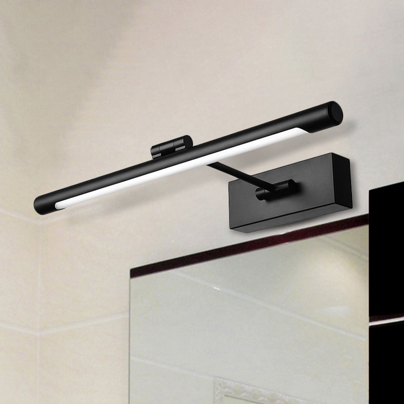 Black/White Tubed Vanity Wall Sconce Contemporary LED Acrylic Wall Lamp for Bathroom, 16.5"/18" Wide Black Clearhalo 'Cast Iron' 'Glass' 'Industrial' 'Modern wall lights' 'Modern' 'Tiffany' 'Traditional wall lights' 'Vanity Lights' 'Wall Lights' Lighting' 242360