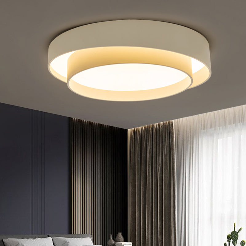 Metal 2-Layer Flush Mount Ceiling Light Fixture Nordic LED Flushmount Lighting for Bedroom White 23.5" White Clearhalo 'Ceiling Lights' 'Close To Ceiling Lights' 'Close to ceiling' 'Flush mount' Lighting' 2423632