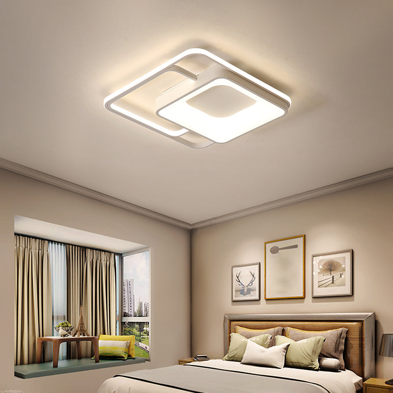 Square Flush Mount LED Light Minimalistic Acrylic Bedroom Ceiling Mount Lamp in White Clearhalo 'Ceiling Lights' 'Close To Ceiling Lights' 'Close to ceiling' 'Flush mount' Lighting' 2423708