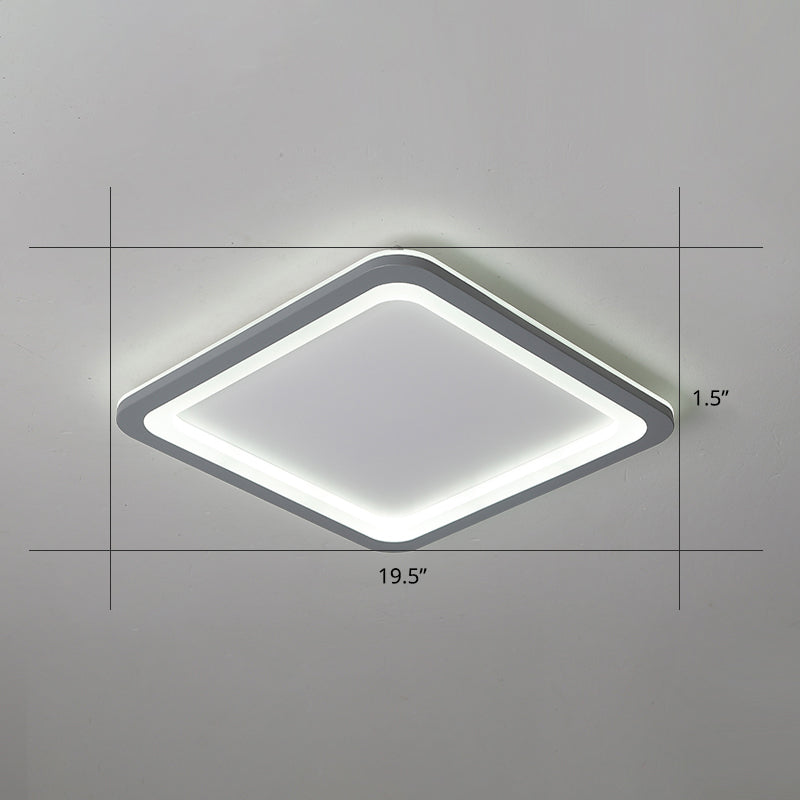 Grey Super Thin Ceiling Fixture Nordic Metal Surface Mounted Led Ceiling Light for Living Room Grey 19.5" Clearhalo 'Ceiling Lights' 'Close To Ceiling Lights' 'Close to ceiling' 'Flush mount' Lighting' 2423727