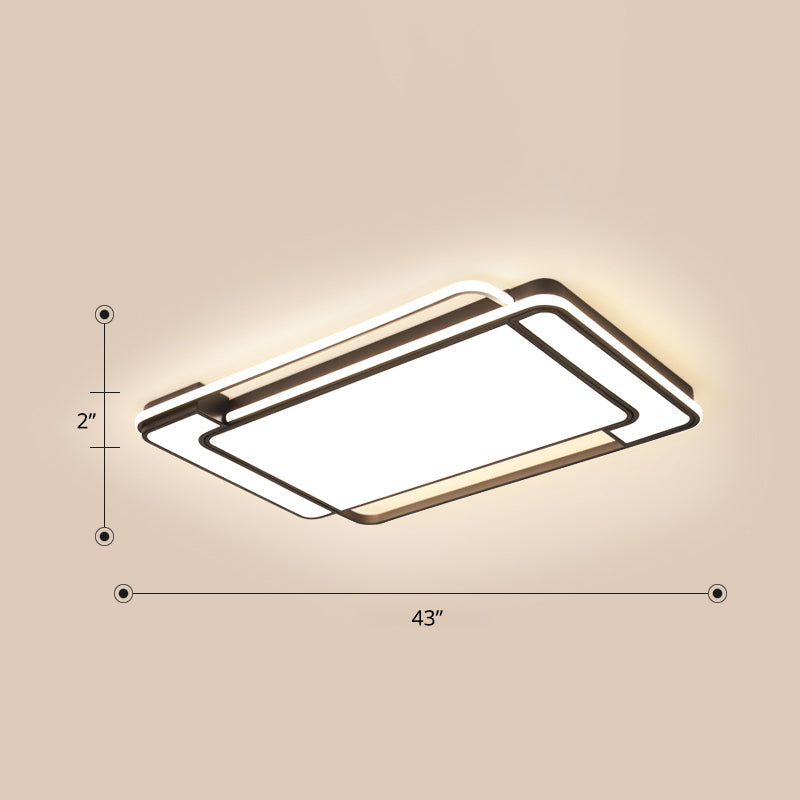 Modern Rectangular Ceiling Lamp Acrylic Living Room LED Flush Mounted Light in Black Black 43" Third Gear Clearhalo 'Ceiling Lights' 'Close To Ceiling Lights' 'Close to ceiling' 'Flush mount' Lighting' 2423757