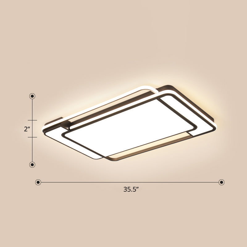 Modern Rectangular Ceiling Lamp Acrylic Living Room LED Flush Mounted Light in Black Black 35.5" Third Gear Clearhalo 'Ceiling Lights' 'Close To Ceiling Lights' 'Close to ceiling' 'Flush mount' Lighting' 2423758