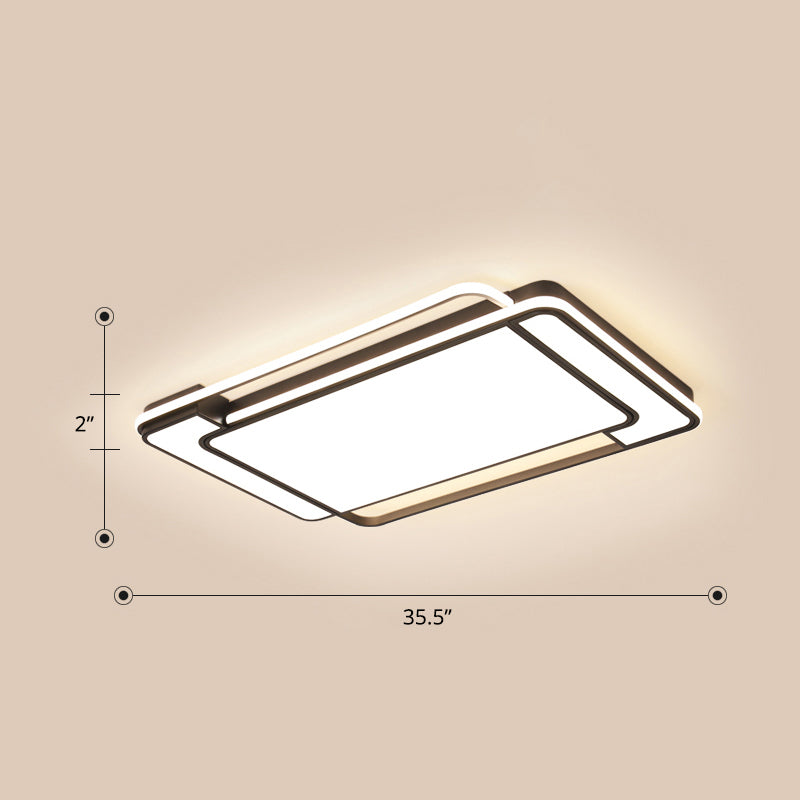 Modern Rectangular Ceiling Lamp Acrylic Living Room LED Flush Mounted Light in Black Black 35.5" White Clearhalo 'Ceiling Lights' 'Close To Ceiling Lights' 'Close to ceiling' 'Flush mount' Lighting' 2423759