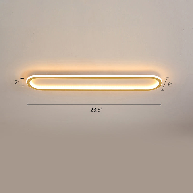 Oblong Corridor Ceiling Mounted Light Metal Simple Style LED Flushmount Light in Gold Gold 23.5" Third Gear Clearhalo 'Ceiling Lights' 'Close To Ceiling Lights' 'Close to ceiling' 'Flush mount' Lighting' 2423915