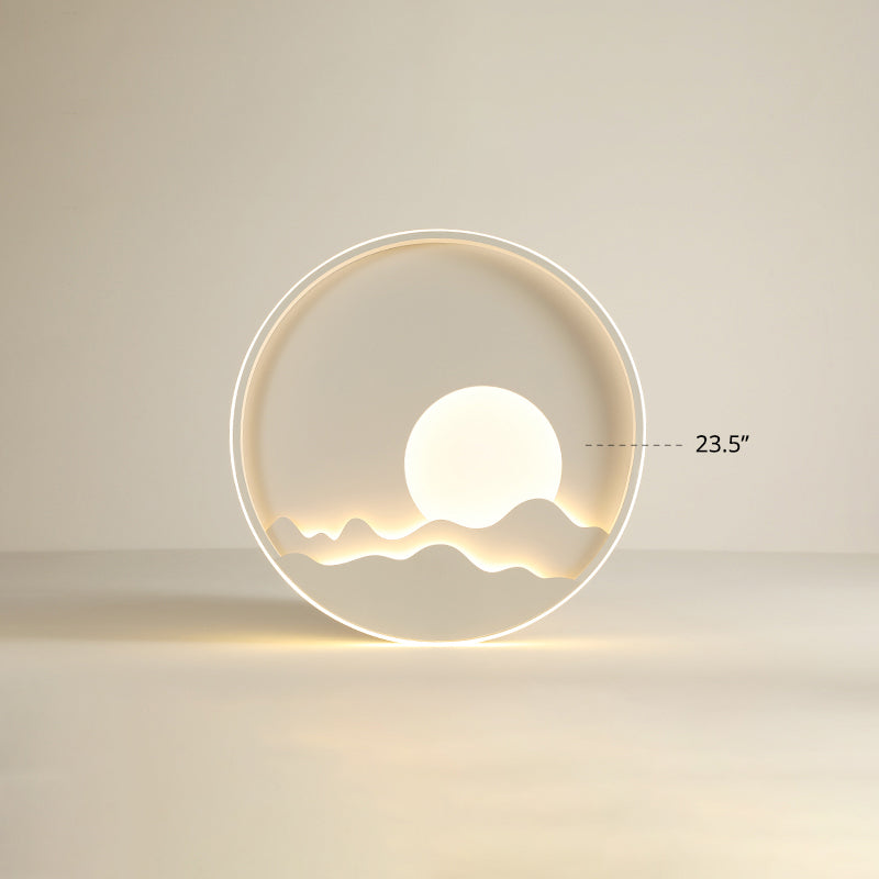 Mountain Sun LED Ceiling Light Artistic Metal Living Room Flush Mount Light in White White 23.5" Warm Clearhalo 'Ceiling Lights' 'Close To Ceiling Lights' 'Close to ceiling' 'Flush mount' Lighting' 2423937