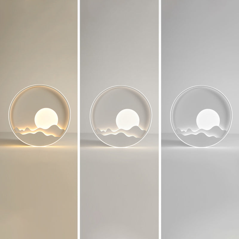 Mountain Sun LED Ceiling Light Artistic Metal Living Room Flush Mount Light in White White 16" Third Gear Clearhalo 'Ceiling Lights' 'Close To Ceiling Lights' 'Close to ceiling' 'Flush mount' Lighting' 2423942