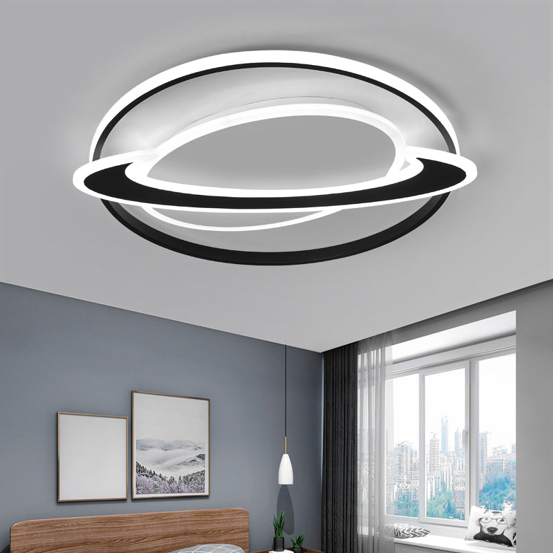Ringed Planet Bedroom Ceiling Flush Light Acrylic Nordic LED Flush Mount Fixture in Black-White Clearhalo 'Ceiling Lights' 'Close To Ceiling Lights' 'Close to ceiling' 'Flush mount' Lighting' 2424041