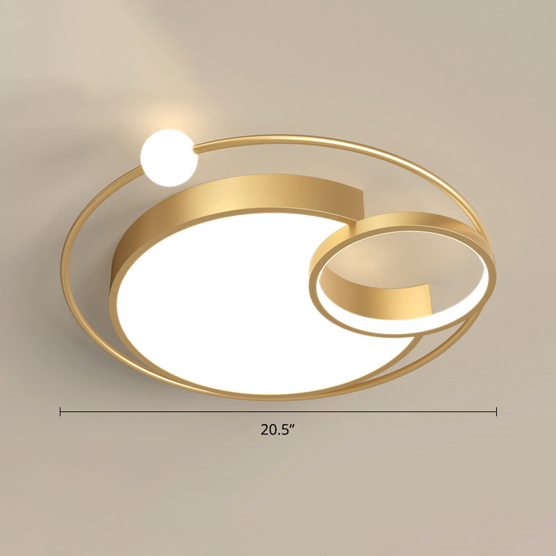 Nordic Moon Shaped Flush Mount Metal Bedroom LED Close to Ceiling Lighting Fixture Gold 20.5" White Clearhalo 'Ceiling Lights' 'Close To Ceiling Lights' 'Close to ceiling' 'Flush mount' Lighting' 2424113