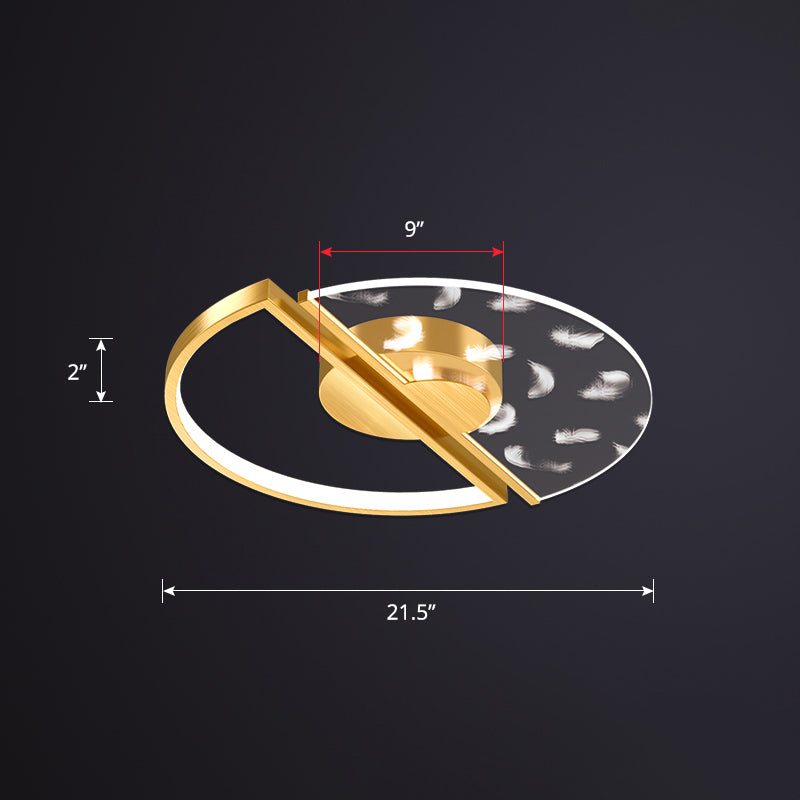Round Bedroom Led Flush Ceiling Light Acrylic Novelty Postmodern LED Flush Light Gold 21.5" Third Gear Clearhalo 'Ceiling Lights' 'Close To Ceiling Lights' 'Close to ceiling' 'Flush mount' Lighting' 2424141