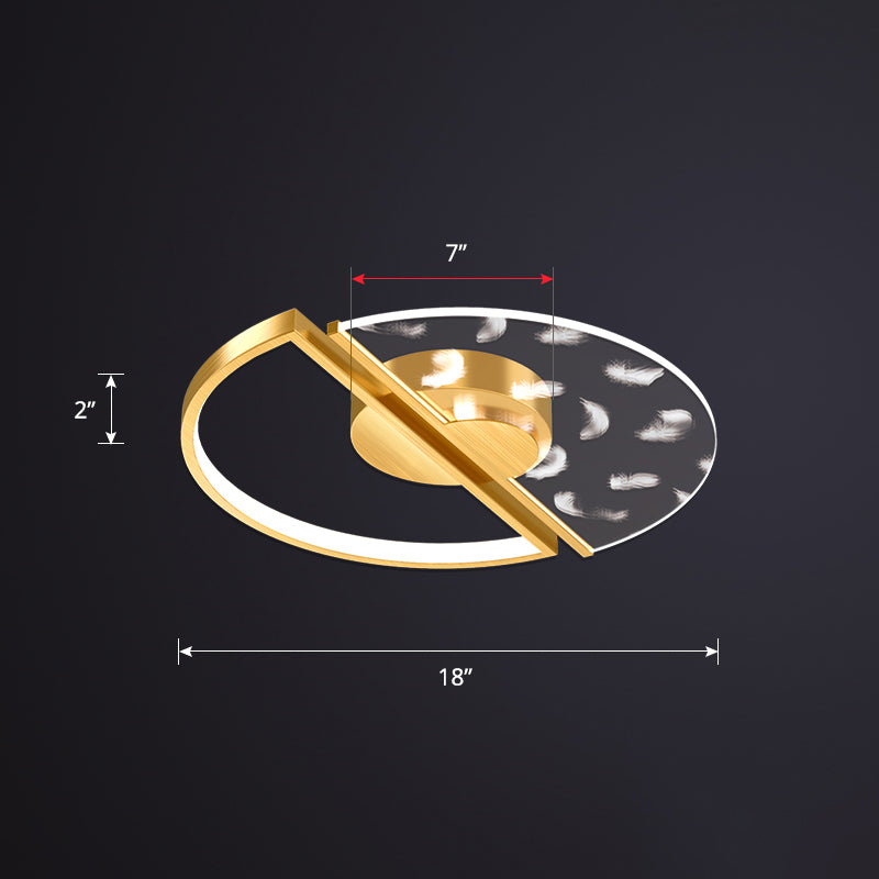 Round Bedroom Led Flush Ceiling Light Acrylic Novelty Postmodern LED Flush Light Gold 18" Third Gear Clearhalo 'Ceiling Lights' 'Close To Ceiling Lights' 'Close to ceiling' 'Flush mount' Lighting' 2424147