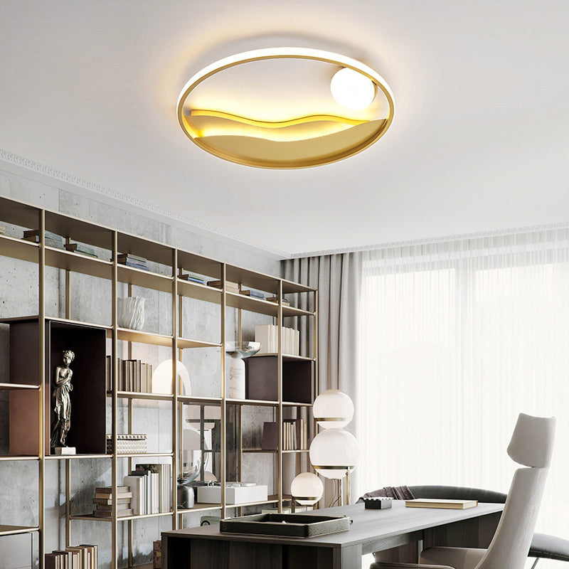 Sunrise and Sea Ceiling Light Artistic Metal Bedroom LED Flush Mount with Halo Ring Clearhalo 'Ceiling Lights' 'Close To Ceiling Lights' 'Close to ceiling' 'Flush mount' Lighting' 2424307