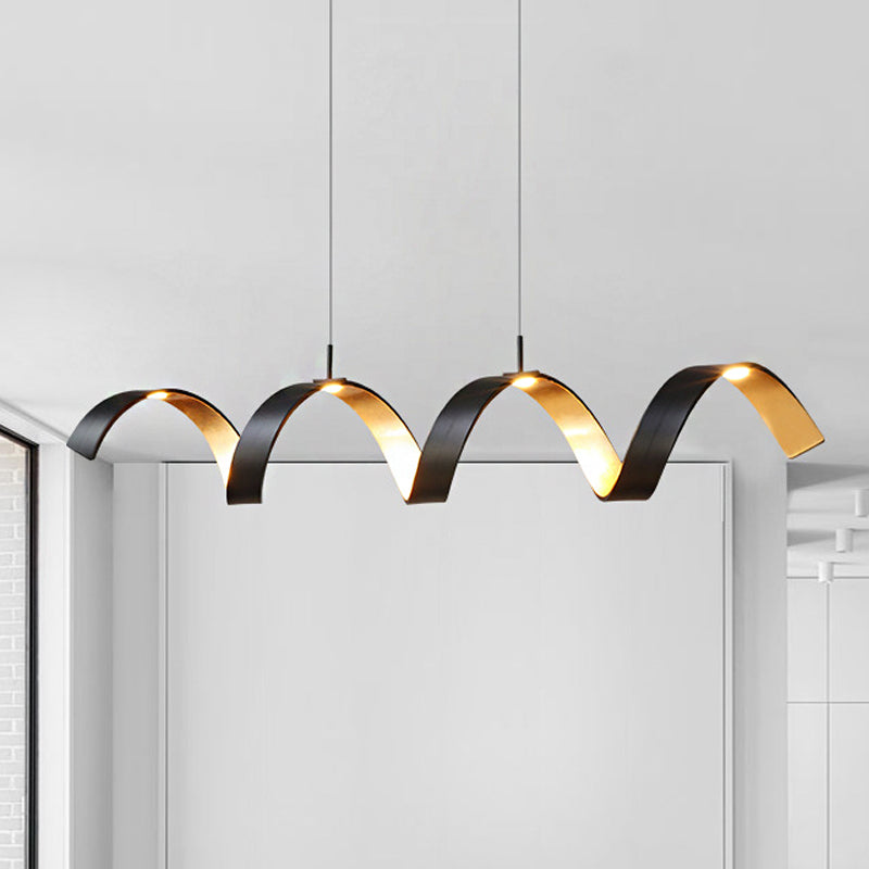 Black and Gold Twisted Ceiling Lamp Simplicity Single Light Acrylic Chandelier Pendant over Table Clearhalo 'Ceiling Lights' 'Chandeliers' 'Modern Chandeliers' 'Modern' Lighting' 242446
