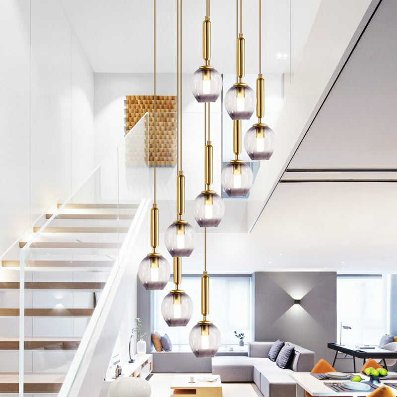 Ombre Glass Cup Shaped Multi Ceiling Light Postmodern Style Suspension Pendant for Living Room Clearhalo 'Ceiling Lights' 'Modern Pendants' 'Modern' 'Pendant Lights' 'Pendants' Lighting' 2424540