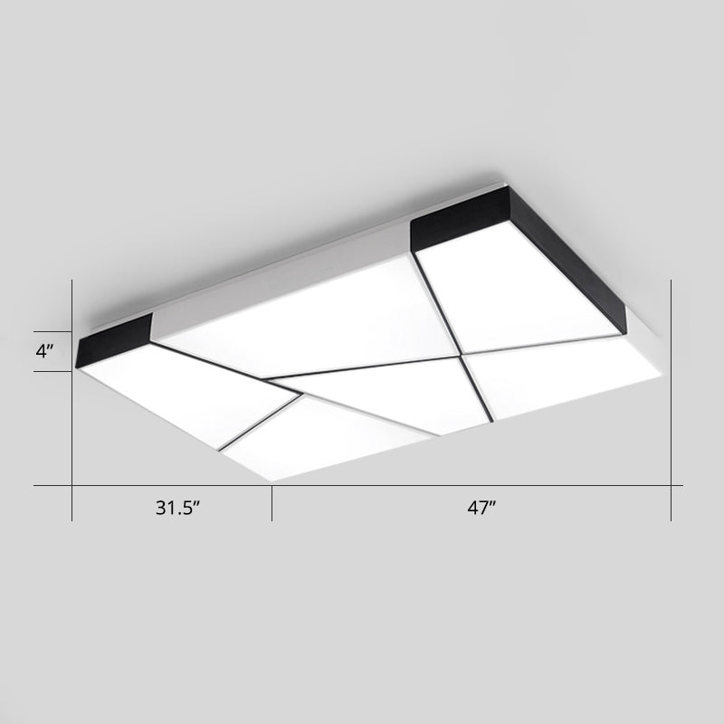 Minimalist Splicing Ceiling Lamp Acrylic Living Room LED Flush Mounted Light in Black-White White 47" Third Gear Clearhalo 'Ceiling Lights' 'Close To Ceiling Lights' 'Close to ceiling' 'Flush mount' Lighting' 2424584