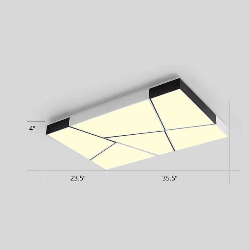 Minimalist Splicing Ceiling Lamp Acrylic Living Room LED Flush Mounted Light in Black-White White 35.5" Warm Clearhalo 'Ceiling Lights' 'Close To Ceiling Lights' 'Close to ceiling' 'Flush mount' Lighting' 2424587