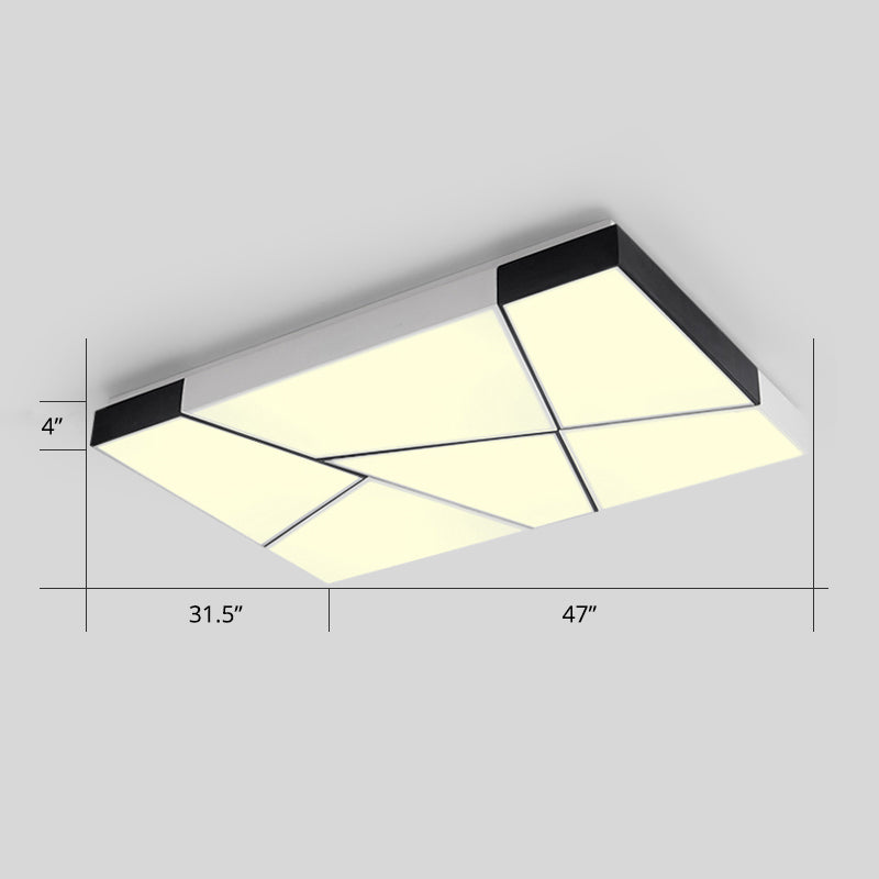 Minimalist Splicing Ceiling Lamp Acrylic Living Room LED Flush Mounted Light in Black-White White 47" Warm Clearhalo 'Ceiling Lights' 'Close To Ceiling Lights' 'Close to ceiling' 'Flush mount' Lighting' 2424591