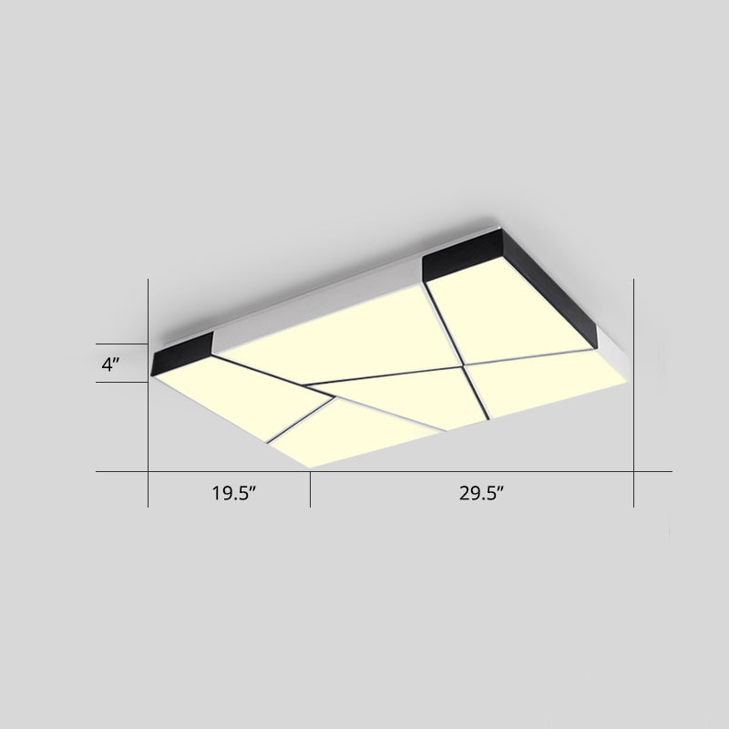 Minimalist Splicing Ceiling Lamp Acrylic Living Room LED Flush Mounted Light in Black-White White 29.5" Warm Clearhalo 'Ceiling Lights' 'Close To Ceiling Lights' 'Close to ceiling' 'Flush mount' Lighting' 2424593