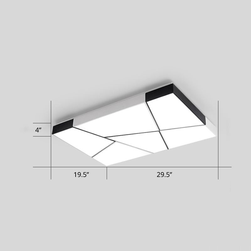 Minimalist Splicing Ceiling Lamp Acrylic Living Room LED Flush Mounted Light in Black-White White 29.5" White Clearhalo 'Ceiling Lights' 'Close To Ceiling Lights' 'Close to ceiling' 'Flush mount' Lighting' 2424595