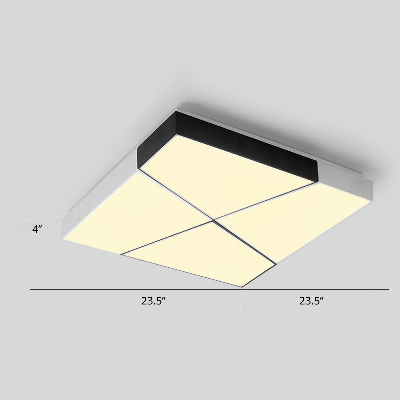 Minimalist Splicing Ceiling Lamp Acrylic Living Room LED Flush Mounted Light in Black-White White 23.5" Warm Clearhalo 'Ceiling Lights' 'Close To Ceiling Lights' 'Close to ceiling' 'Flush mount' Lighting' 2424596