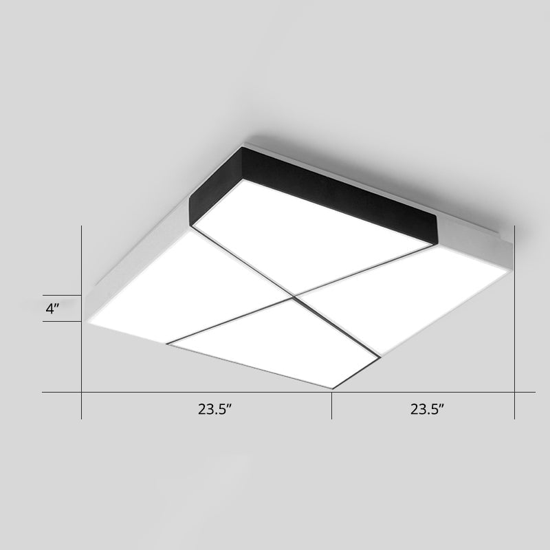 Minimalist Splicing Ceiling Lamp Acrylic Living Room LED Flush Mounted Light in Black-White White 23.5" Third Gear Clearhalo 'Ceiling Lights' 'Close To Ceiling Lights' 'Close to ceiling' 'Flush mount' Lighting' 2424597